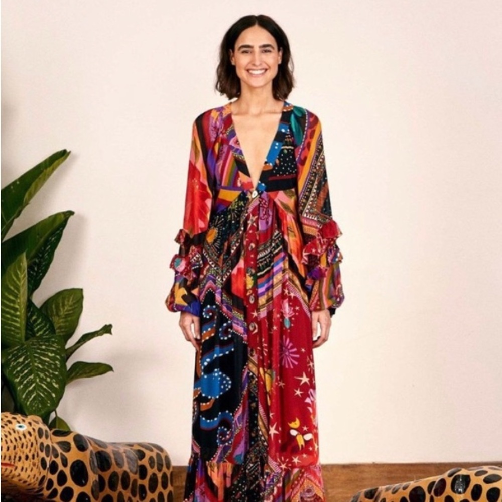 FARM Rio Vibrant Red and Blue Maxi Dress - Picture 5 of 16